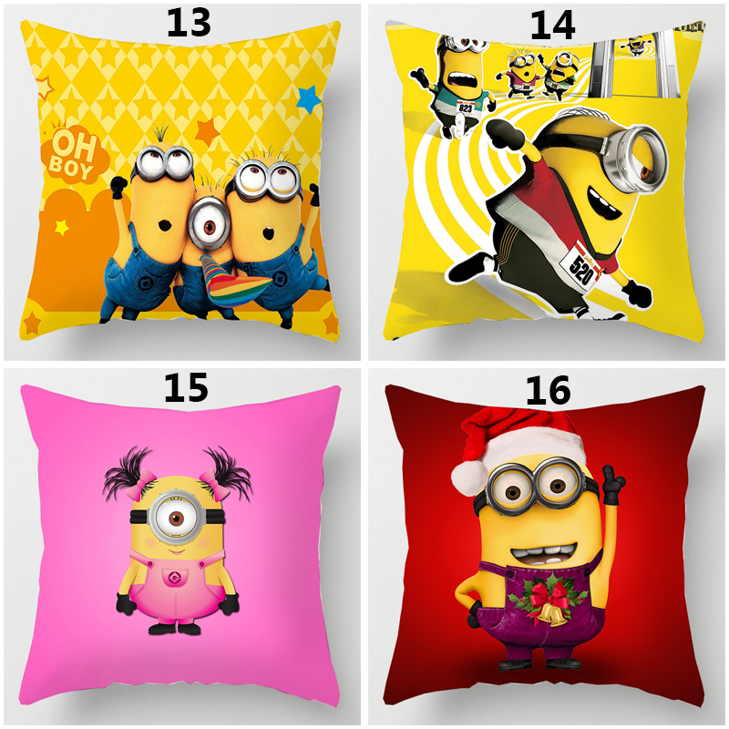 Vỏ Gối Đơn Mặt In Hình Minion Hoạt Hình Dễ Thương 45*45cm