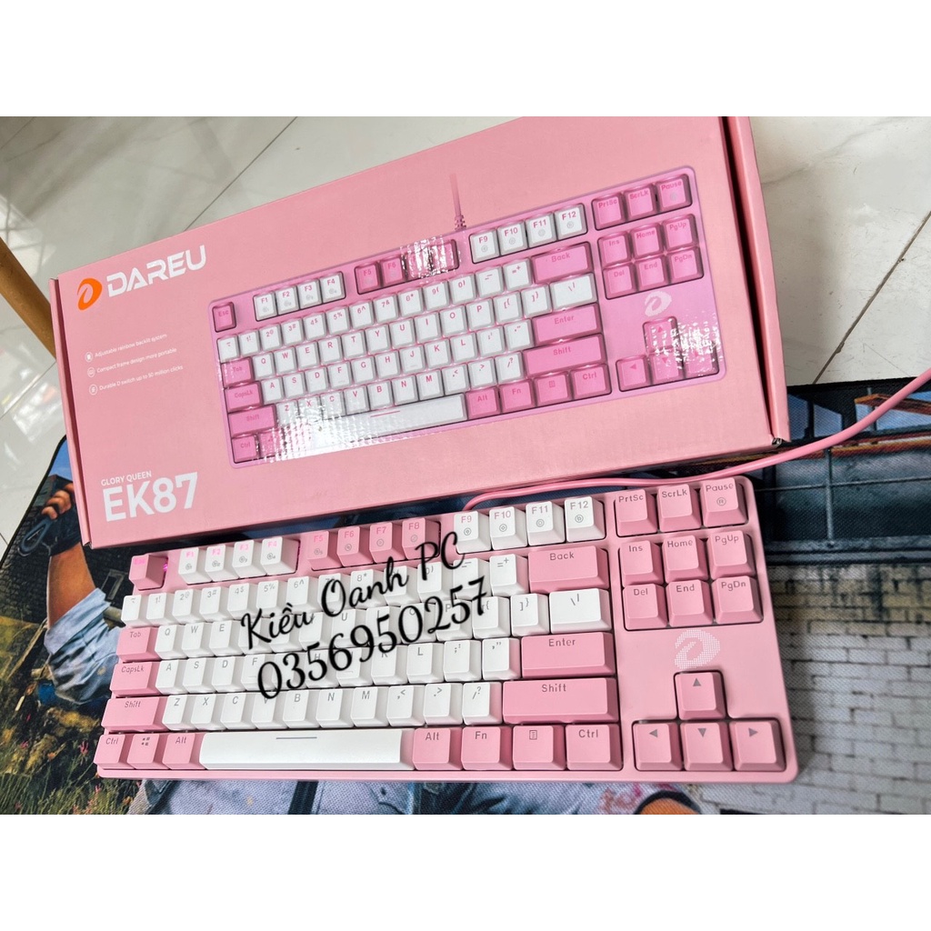 Bàn phím cơ DAREU EK87 PINK / WHITE / black Gaming