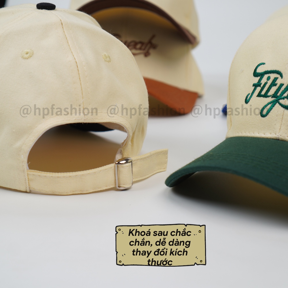 Mũ lưỡi trai ❤️ Nón kết phối màu thêu chữ Fityeah chất kaki cao cấp form unisex nam nữ N90 - Happy Style