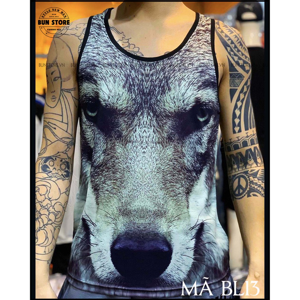 Áo ba lỗ lưới in Hình 3D cao cấp tập GYM, chơi thể thao, áo nhóm đi biển - BunStore