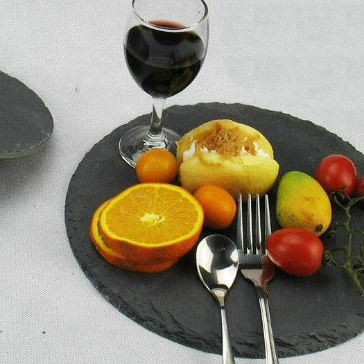 Dĩa/Đĩa đá đen decor đồ ăn, chụp ảnh sản phẩm, loại tròn-vuông-chữ nhật nhiều kích cỡ