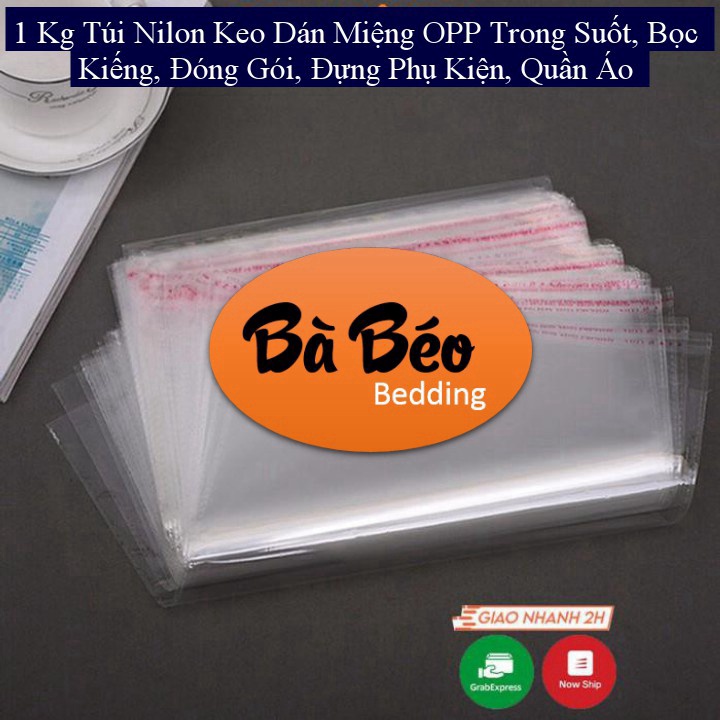 1 Kg Túi Nilon Keo Dán Miệng OPP Trong Suốt, Bọc Kiếng, Đóng Gói, Đựng Phụ Kiện, Quần Áo