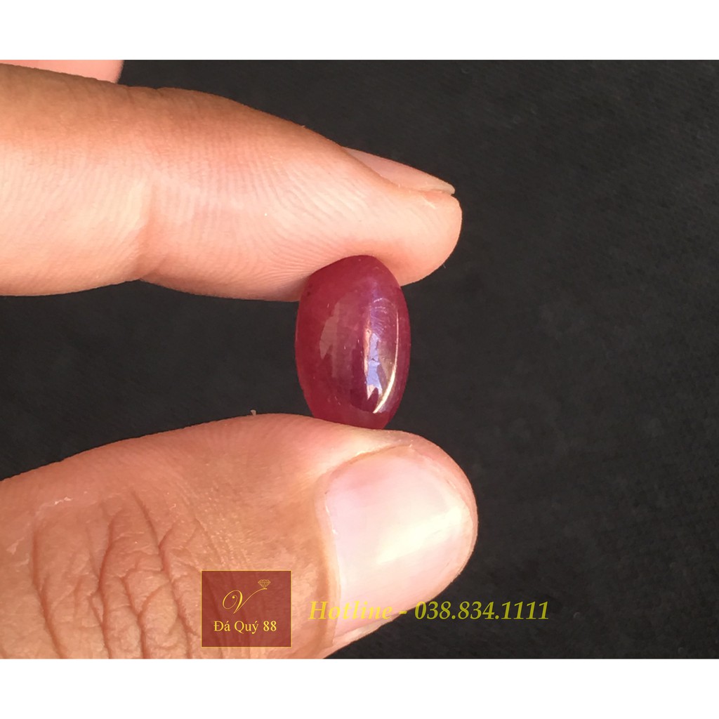 Mặt Nhẫn Đá Ruby Tự Nhiên Yên Bái Đỏ Đậm Size 7,3ct-15mmx9mm