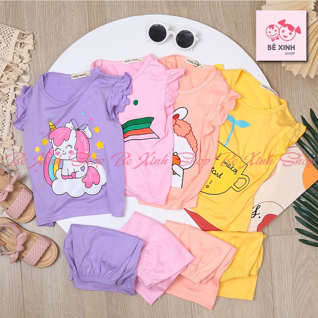 Minky mom Quần áo đồ bộ cộc tay cho bé gái [Săn Sale] Đồ bộ hè minky mom cộc tay chất thun lạnh CÁNH TIÊN cho bé gái