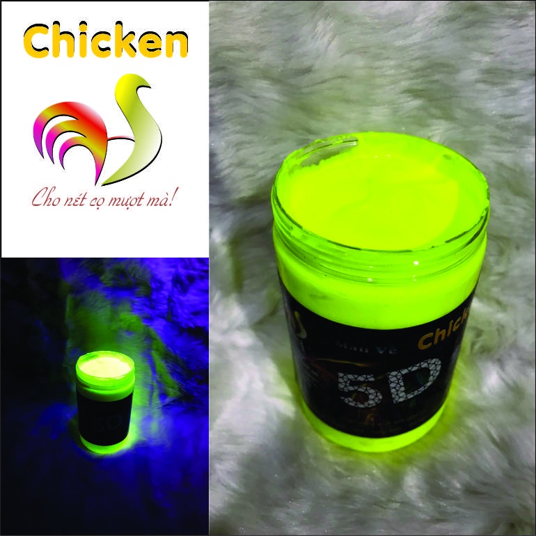 Màu Acrylic Phản Quang Hũ 120ml CHICKEN 5D Phát Sáng Trong Bóng Tối Dưới Ánh Đèn UV Fluorescent Acrylic Paint