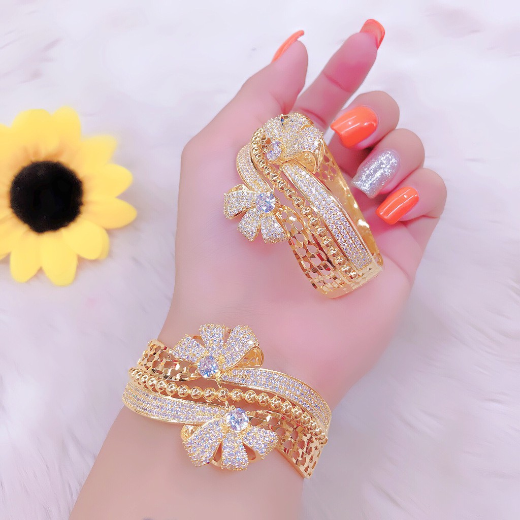 Vòng tay nữ UHA, lắc tay bền màu thiết kế cao cấp sáng lấp lánh