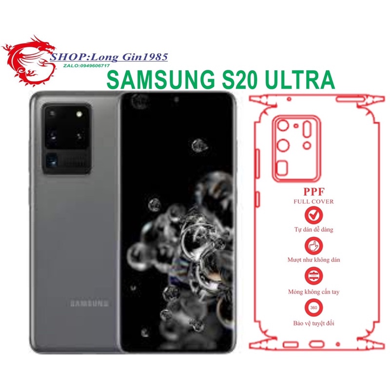 Samsung S20 ultra miếng dán trong Ppf mặt sau và mặt trước chống va đập chống trầy xước