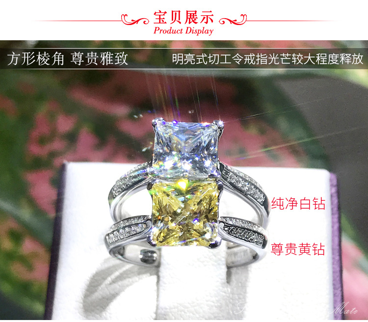 Nhẫn hở đính đá sang trọng Pt950 tùy chọn màu sắc