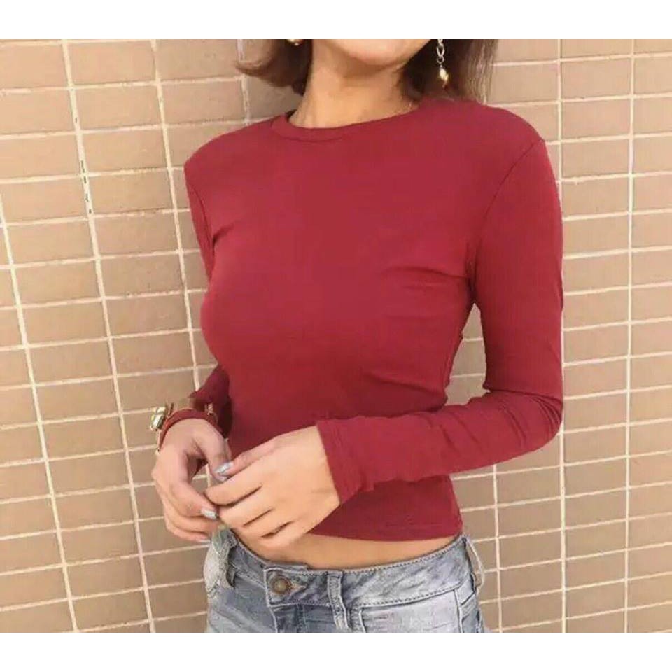 Áo Thun Croptop Tay Dài Đủ Màu Cực Chất - CR005