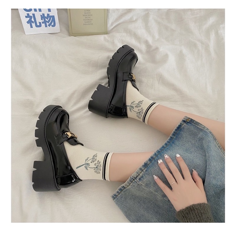 (CÓ SẴN-LÙI SIZE) GIÀY LOAFER CAO GÓT KHUY - GIÀY NỮ CỔ ĐIỂN CAO GÓT