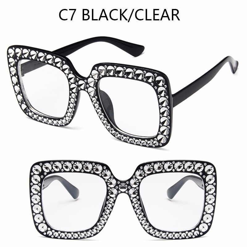 Kính mát gọng vuông đính đá lấp lánh sang trọng