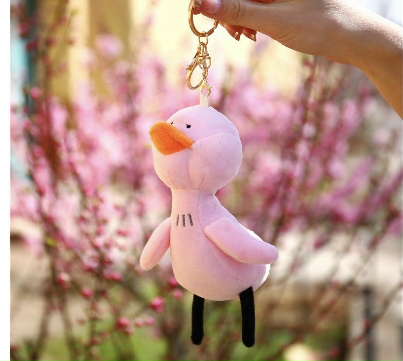 Móc khoá thú bông treo cặp balo học sinh Vịt trắng