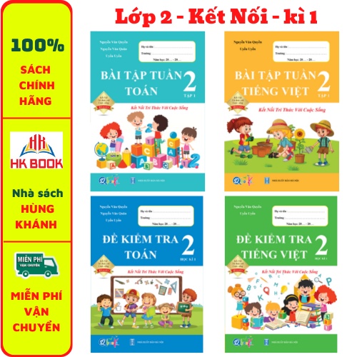 Sách - Combo Bài Tập Tuần và Đề Kiểm Tra Toán và Tiếng Việt 2 - Kết Nối Tri Thức Với Cuộc Sống - Học Kì 1 (4 cuốn)
