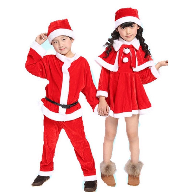 Bộ Đồ Noel cho bé trai và bé gái vải nhung mềm mịn Herokids