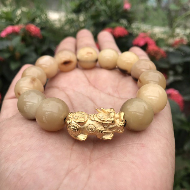 Vòng tay Sừng Tỳ Hưu mạ vàng 24k - cầu tài đắc tài - cầu lộc đắc lộc - Bracelet of Hahanco