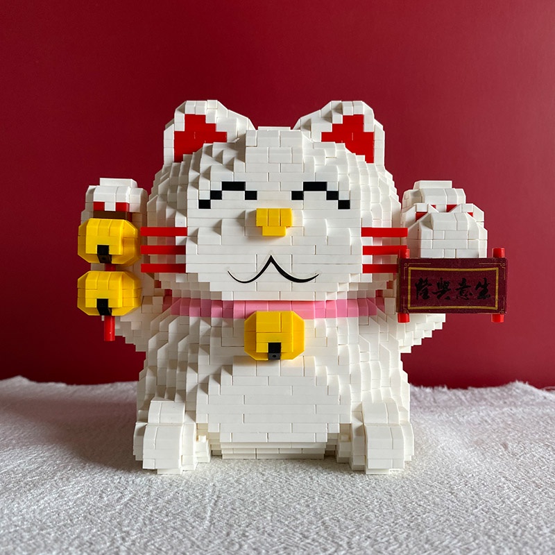 ▨♕♕Bộ Đồ Chơi Lego Xếp Hình Chú Mèo May Mắn Ba Chiều Độ Nét Cao Trang Trí Thần Tài Cho Người Lớn