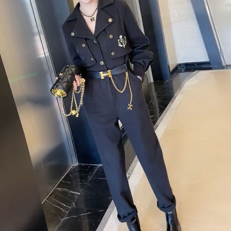 Áo liền quần kiểu vest ống suông phối thắt lưng phong cách Anh Quốc thời trang mùa xuân 2022 cho nữ