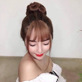 Tóc giả búi kẹp hoa siêu yêu ảnh thật