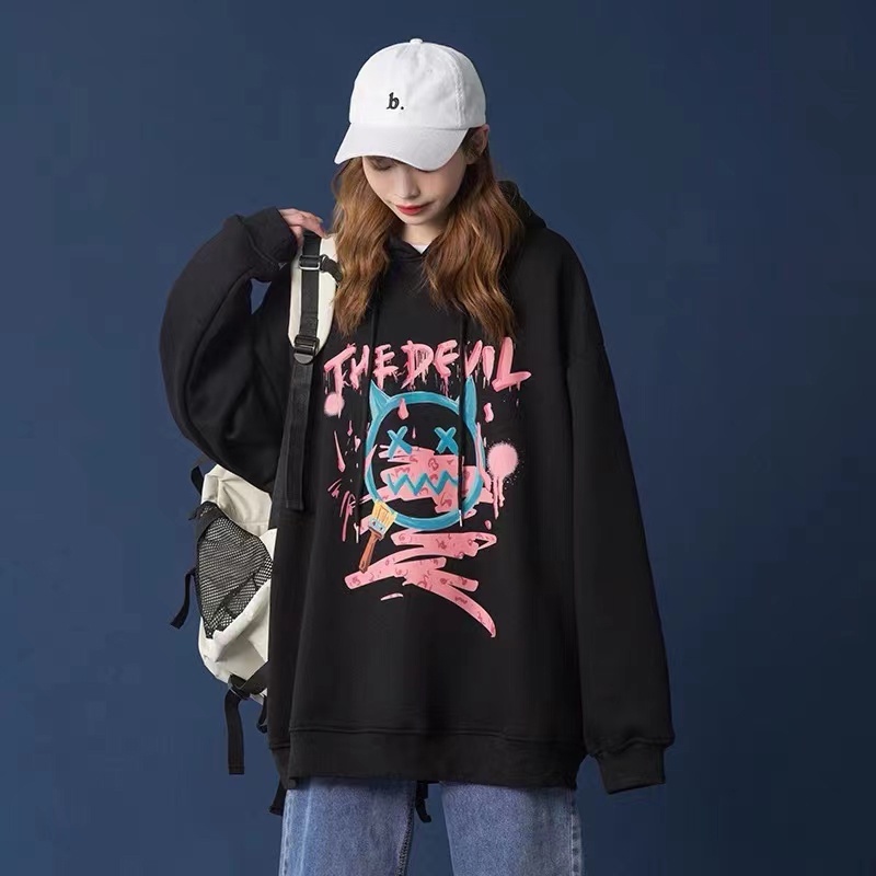 IELGY  Áo Hoodie Mỏng Dáng Rộng Phong Cách Hàn Quốc Cho Nữ