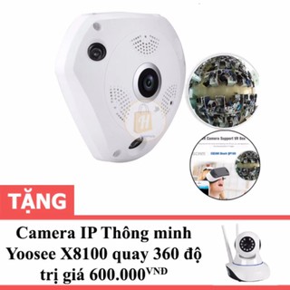 Camera IP VR CAM 3D quay mọi góc nhìn 360 độ (Trắng) tặng Camera IP Yoosee X8100