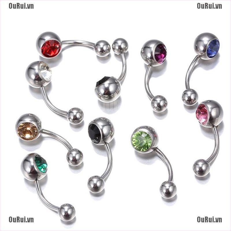 Set 10 / 12 / 15 Khuyên Rốn Đính Đá Nhiều Màu Sắc Thời Trang