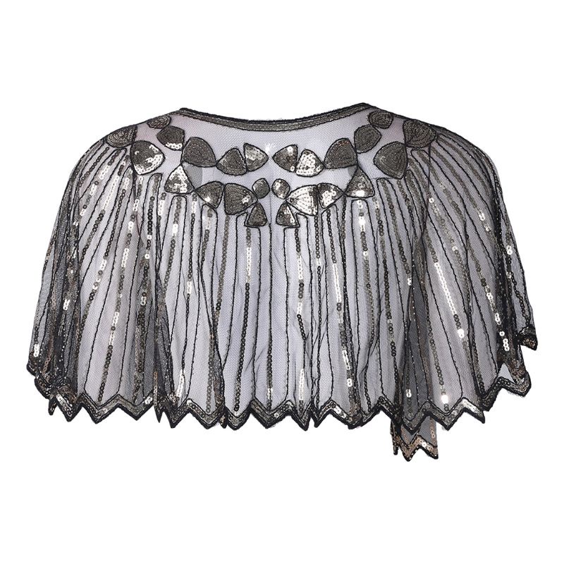 Áo choàng đính kim sa lấp lánh phong cách châu Âu 1920s sang trọng cho nữ