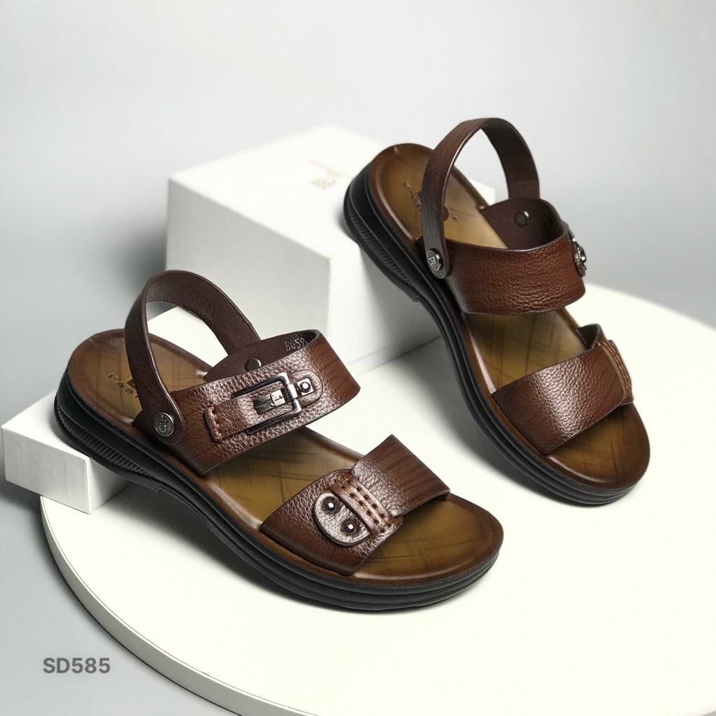 Sandal nam BQ ❤️FREESHIP❤️ Dép quai hậu nam da bò quai lật SD585