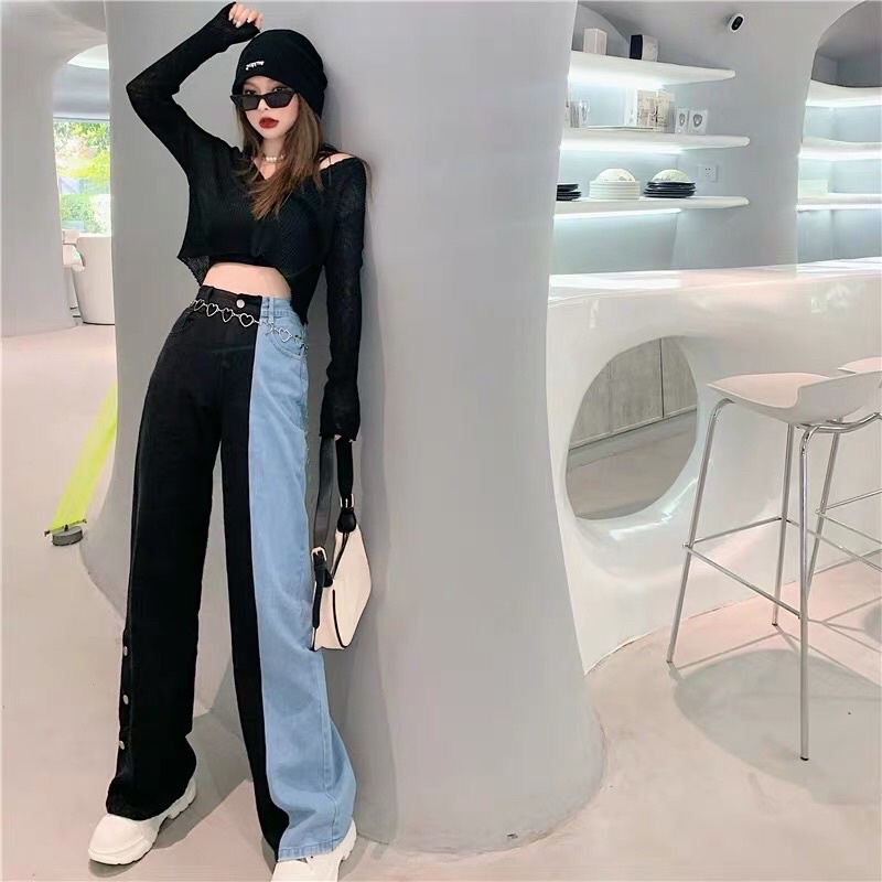 Quần phối màu Match Jeans + tặng kèm thắt lưng heart chain