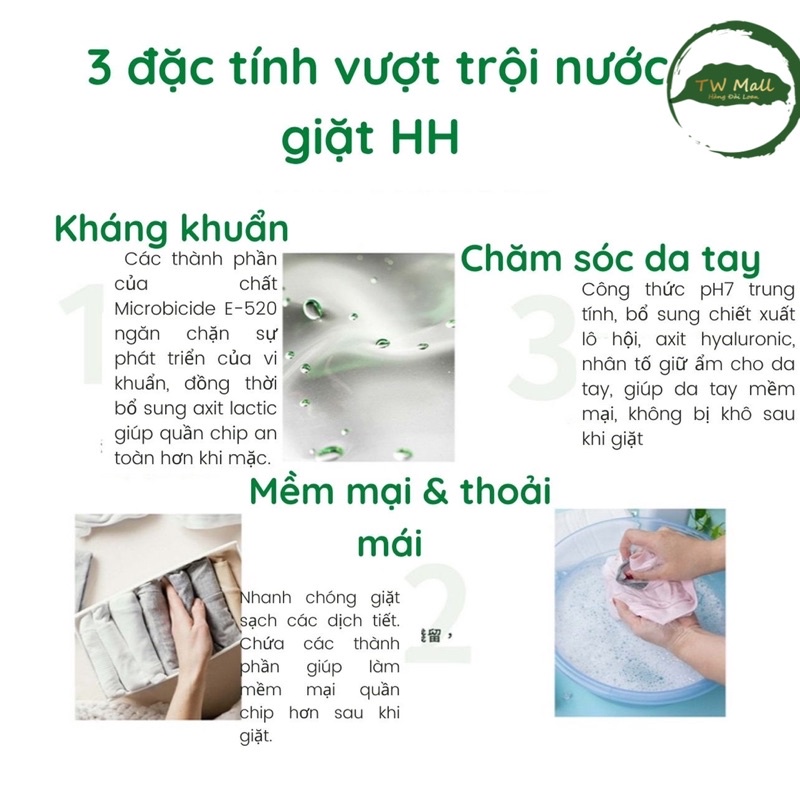 NƯỚC GIẶT TAY ĐỒ CHIP HH KHÁNG KHUẨN ĐÀI LOAN - TW MALL