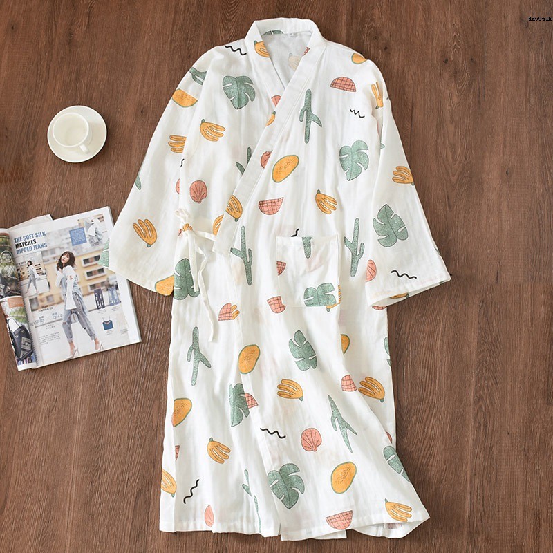 Áo choàng tắm kiểu Kimono tay dài chất liệu cotton phong cách Nhật Bản | BigBuy360 - bigbuy360.vn