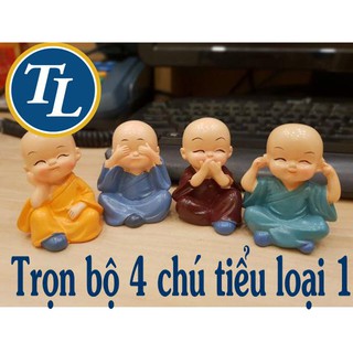 [BẰNG ĐÁ NẶNG] Bộ 4 chú tiểu may mắn, tượng tứ không, tượng 4 không