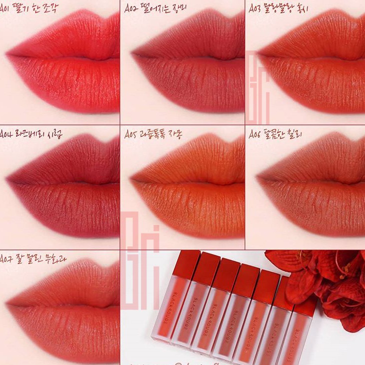 Son Kem Lì Black Rouge Air Fit Velvet Tint màu #A07 Đỏ pha cam hồng siêu đẹp siêu lì