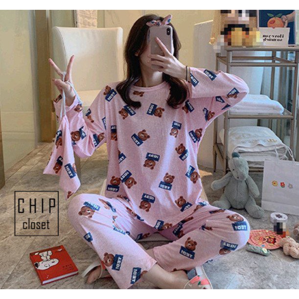 Đồ Bộ Nữ Tay Dài Quần Dài - Bộ Hoạt Hình Thun Mềm Mịn Cực Xinh - Hàng Thái Chuẩn Cao Cấp Full 25 Mẫu - TQ001