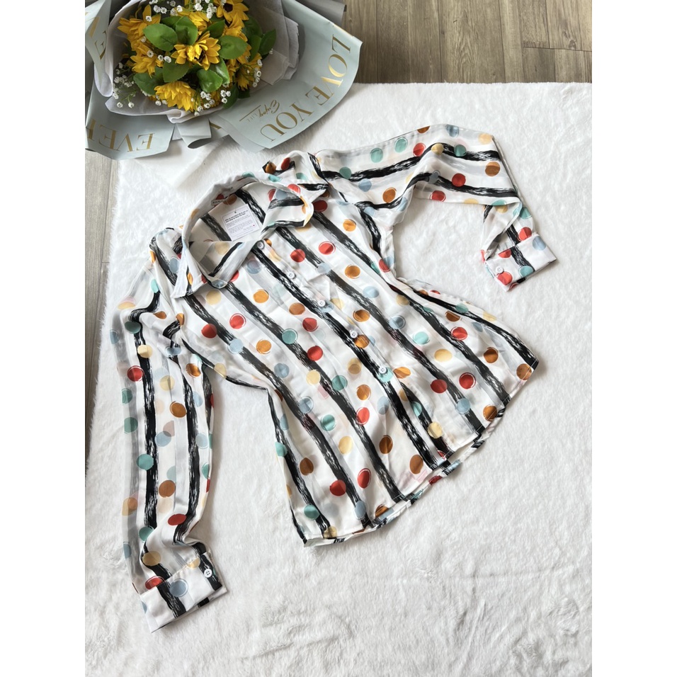 Hình thật - Áo sơ mi lụa tơ họa tiết mới ❤️FREESHIP❤️áo thiết kế nhiều màu nhiều size chất lụa tơ mát