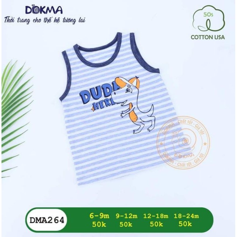 Áo ba lỗ bé trai Dokma DMA264 size 6m-36m