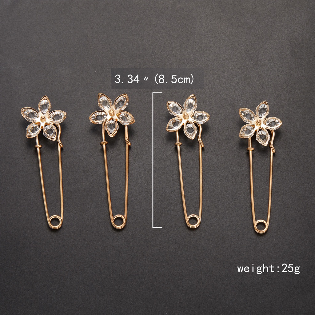 Set 4/6 ghim cài áo hình tròn đính đá ngọc trai nhân tạo thời trang