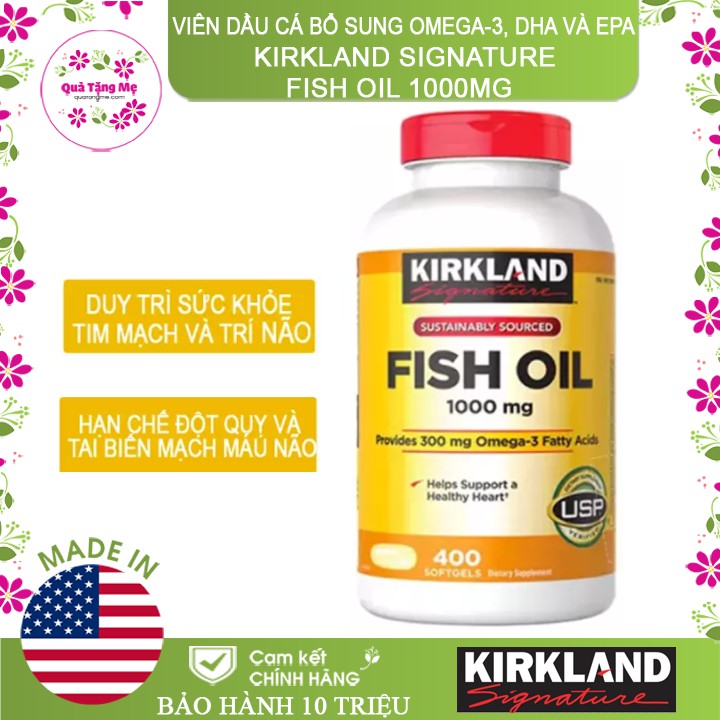 Viên uống dầu cá bảo vệ sức khỏe, sáng mắt Kirkland Signature Fish Oil 1000MG 400 viên của úc