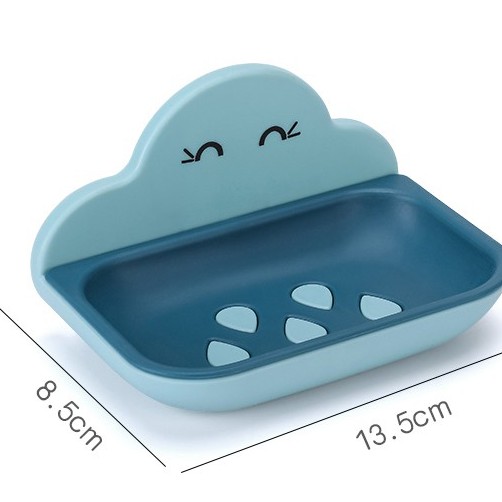 KHAY DÁN TƯỜNG ĐỂ BÁNH XÀ PHÒNG HÌNH ĐÁM MÂY CỰC DỄ THƯƠNG 2 LỚP THOÁT NƯỚC