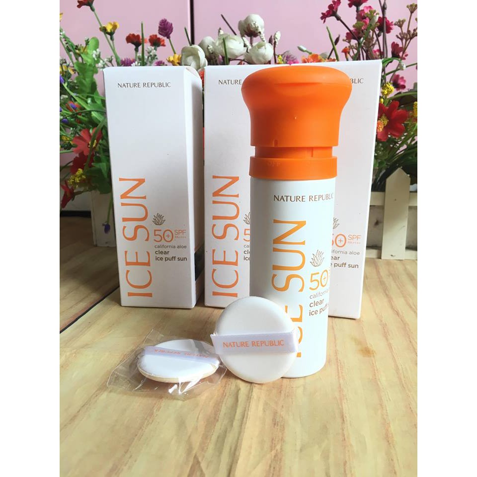 Kem Chống Nắng Ice Sun Nature Republic SPF 50+/PA++ Mẫu Mới + Tặng 1 Bông Đánh Kem Chống Nắng