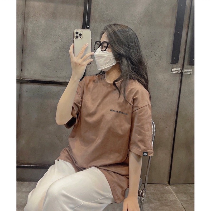 Áo thun phông logo tay Full size PINK tay lỡ form rộng HENRI MATISSE Unisex