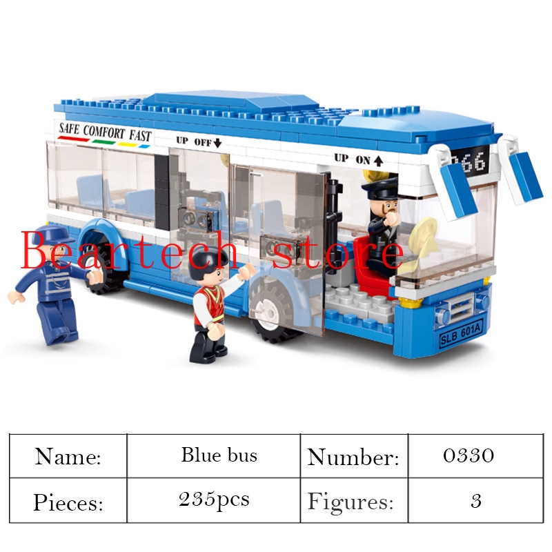 Mô hình lego xe buýt thành phố Sluban 0330 sinh động làm đồ chơi giáo dục bé