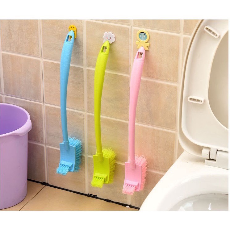 CÂY CỌ CHÀ NHÀ TẮM 2 ĐẦU, bàn chải chà toilet nhựa cao cấp, dụng cụ vệ sinh tẩy rửa phòng tắm, cán dài tiện lợi, siêu rẻ