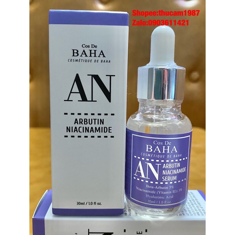 Serum trắng sáng da giảm thâm, hắc sắc tố da Cos De BAHA Arbutin 5% + Niacinamide 5% 30ml.