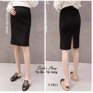 Chân Váy Bầu Công Sở Chất Liệu Len CVB22
