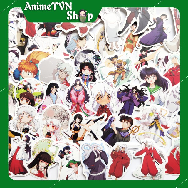 Miếng dán Sticker Anime Manga Inuyasha (Khuyển Dạ Xoa) trọn bộ 50 hình - In rõ ràng sắc nét khó tróc