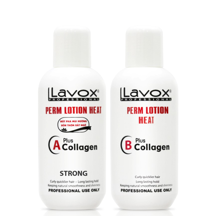 Kem uốn nóng collagen Lavox 500ml cặp A B màu trắng / thuốc siêu mạnh tạo sóng căng mềm bóng mượt giữ lọn lâu.