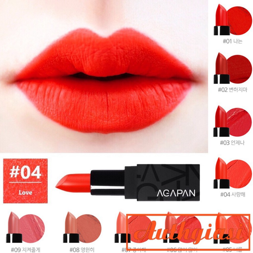 Son thỏi lì Agapan Pit A Pat Matte Lipstick mịn môi, lên màu tuyệt đẹp đủ màu 01-13 [Có Bill]