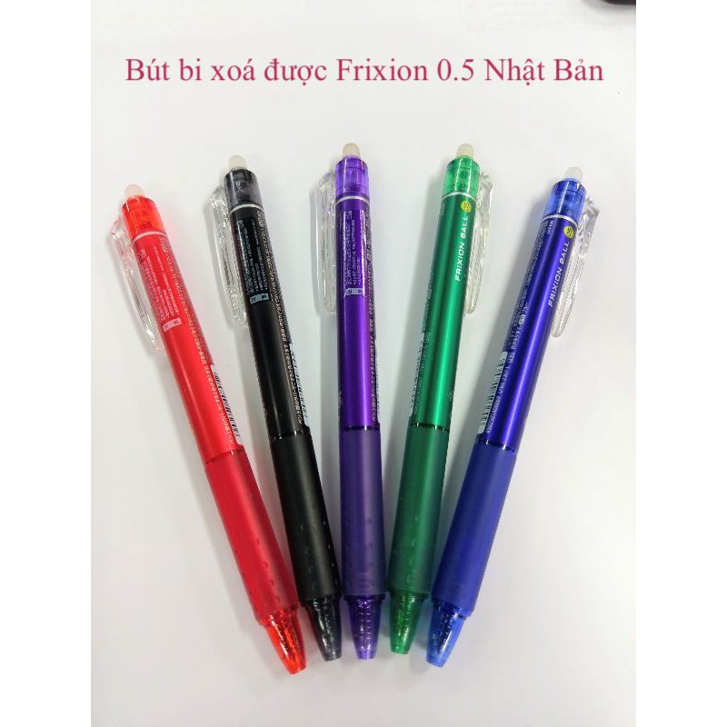 Bút bi xóa được Frixion Pilot 0.5mm Nhật Bản - Bộ set 3 ngòi mực bút bi Frixion Nhật - Xanh, đen, đỏ, tím học sinh