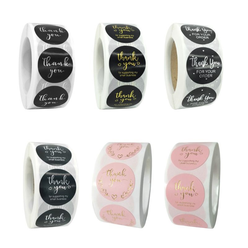 Set 500 Miếng Dán Chữ Thank You Màu Vàng / Bạc Dùng Để Trang Trí Thiệp Cưới