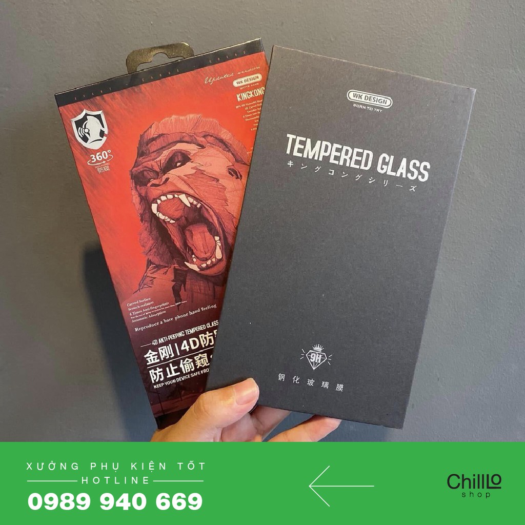 Kính Cường Lực iPhone Chống Nhìn Trộm KingKong WK 4D Anti Peeping - Miếng Dán Cường Lực Đủ Các Dòng iPhone
